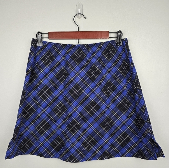 MY‎ MICHELLE Plaid Mini Skirt Blue Black Womens Size L Schoolgirl Academia - Picture 2 of 8
